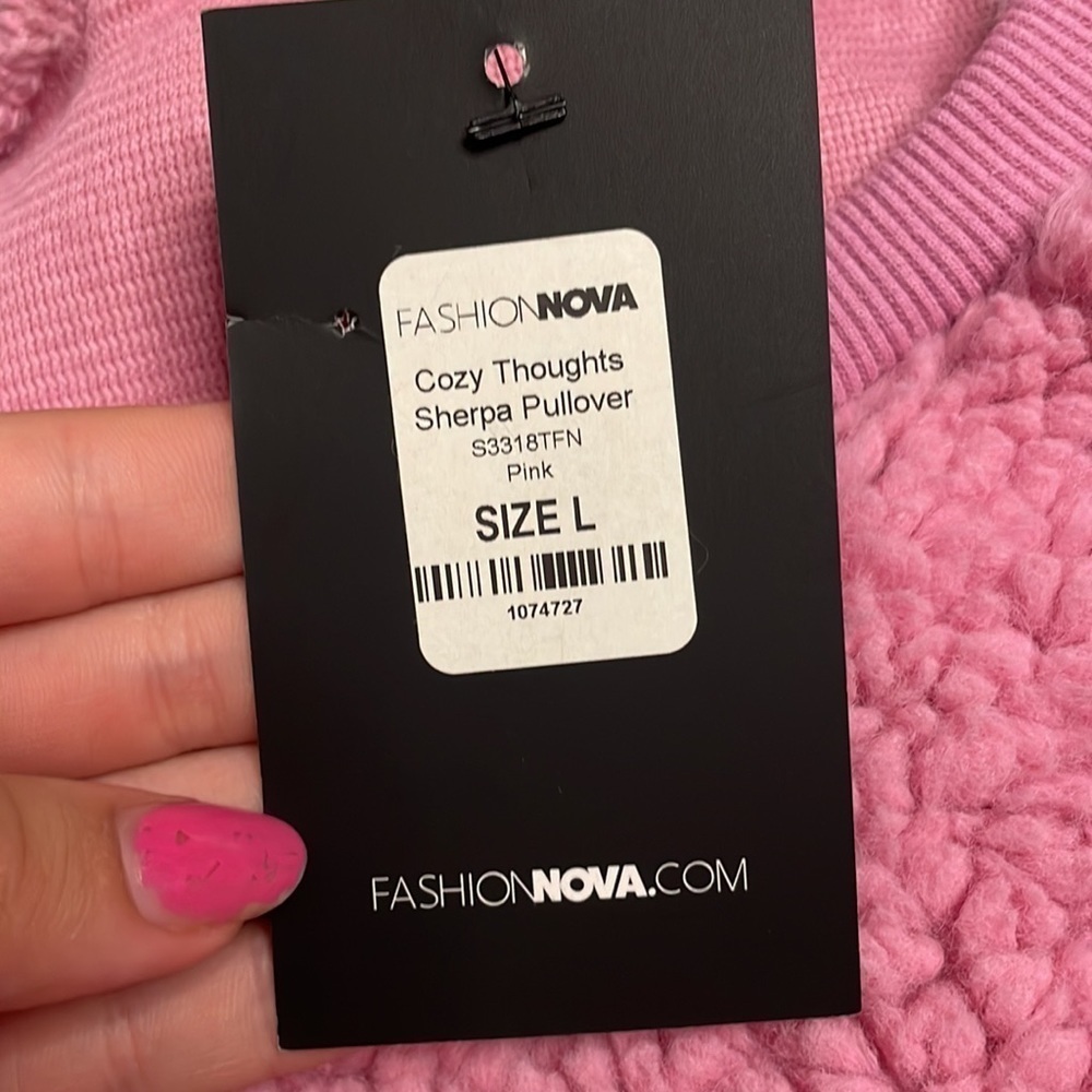 Nwt Fashion Nova Cozy Thoughts Sherpa Long Sleeve Cropped Pullover - Picture 5 of 7